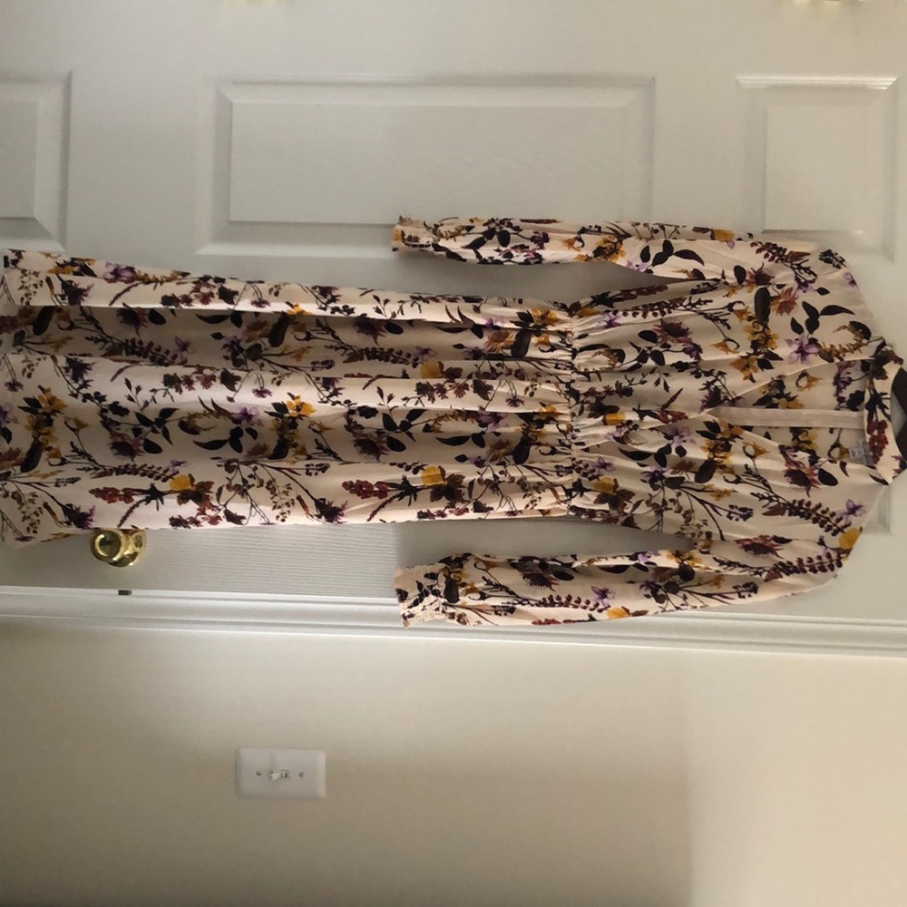Floral midi long sleeve dress